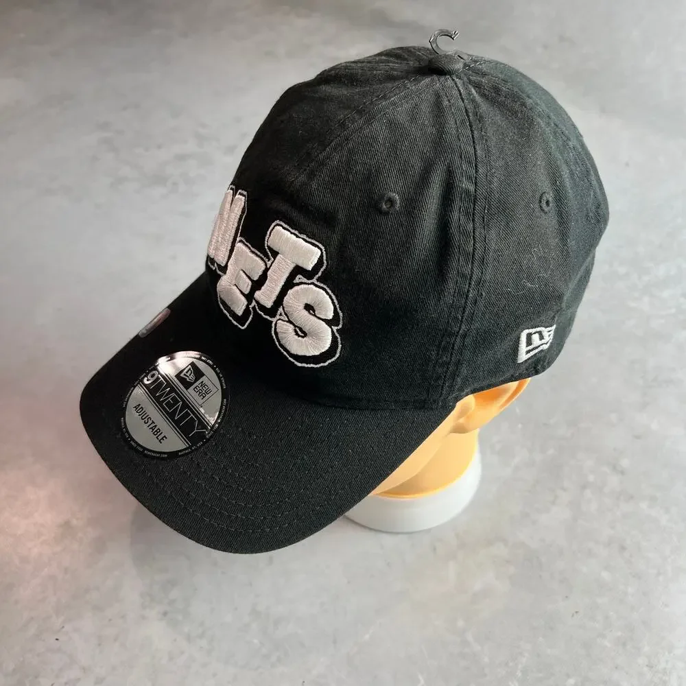 Brooklyn NETS New Era 9Twenty Black Adjustable Strapback Cap Hat City Edition